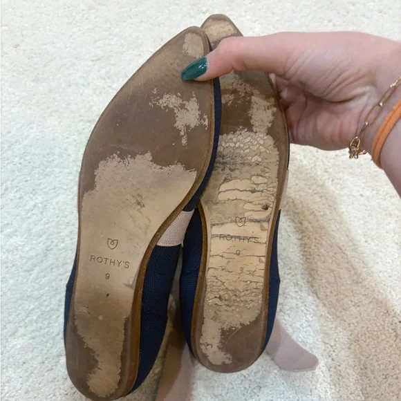 Rothy's The Slip On Mary Jane Knit Bow Women's Blue Ballet Flats Size 9 - Picture 5 of 5